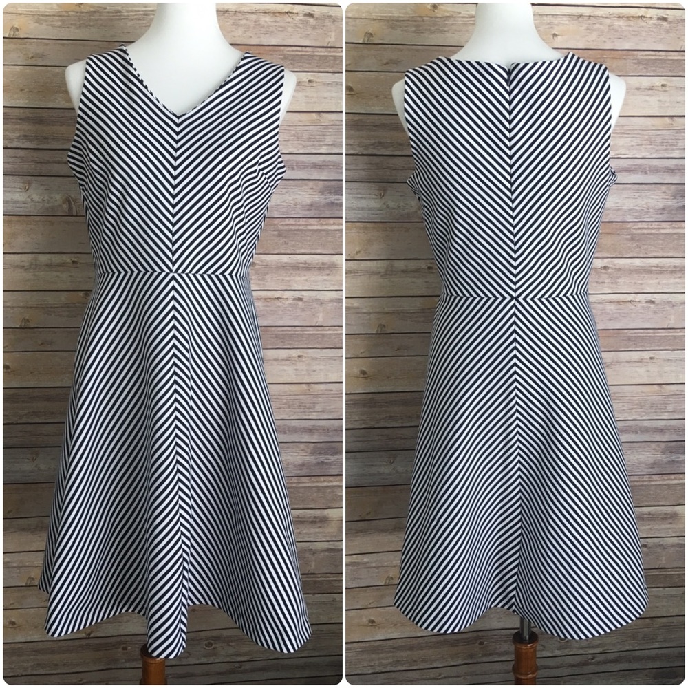 Talbots Sleeveless Dress  Black/White Stripes